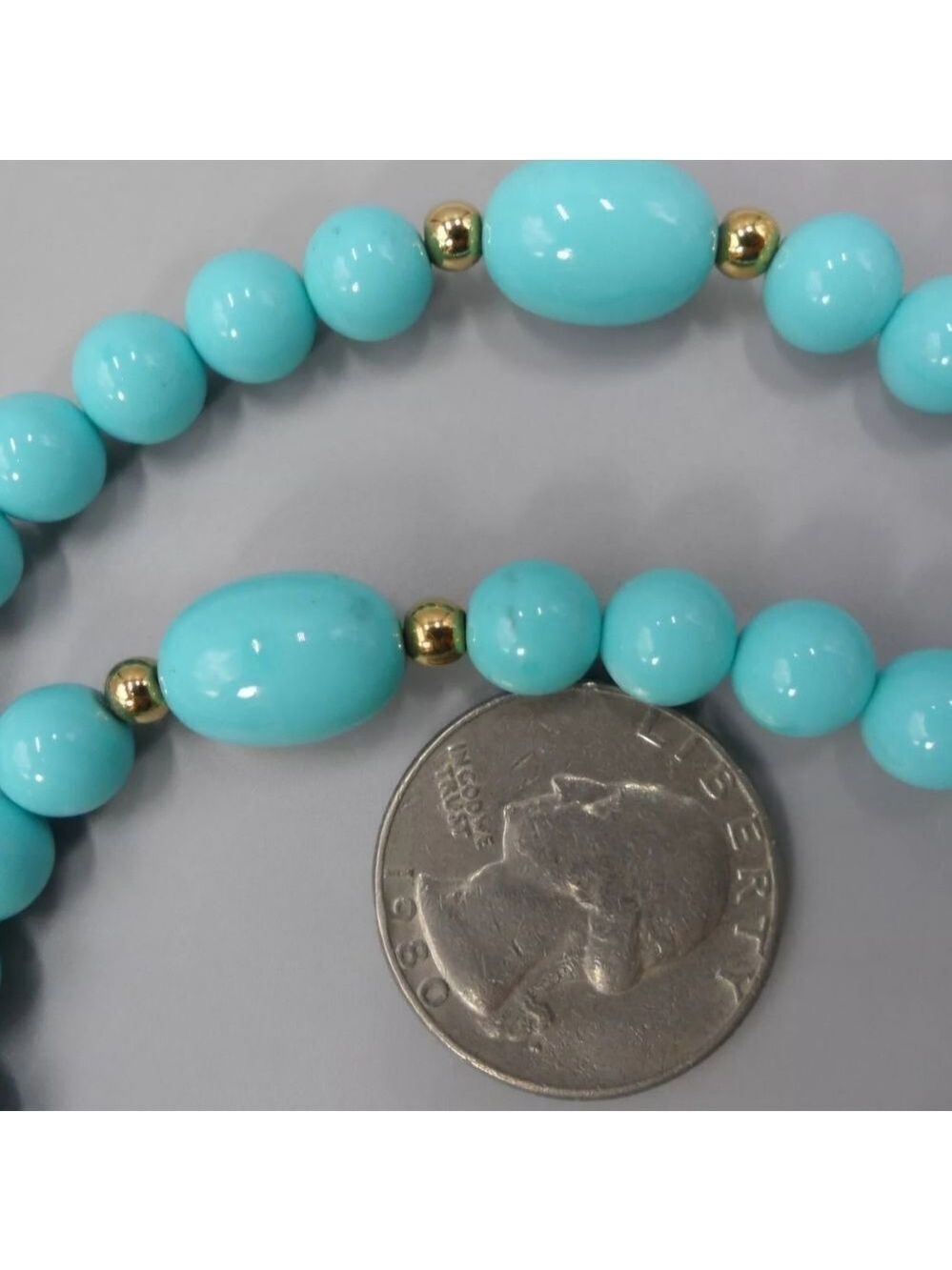 Avon 1983 Turquoise Impressions Necklace Simulated Turquoise Gold Accents Vtg - Picture 5 of 8